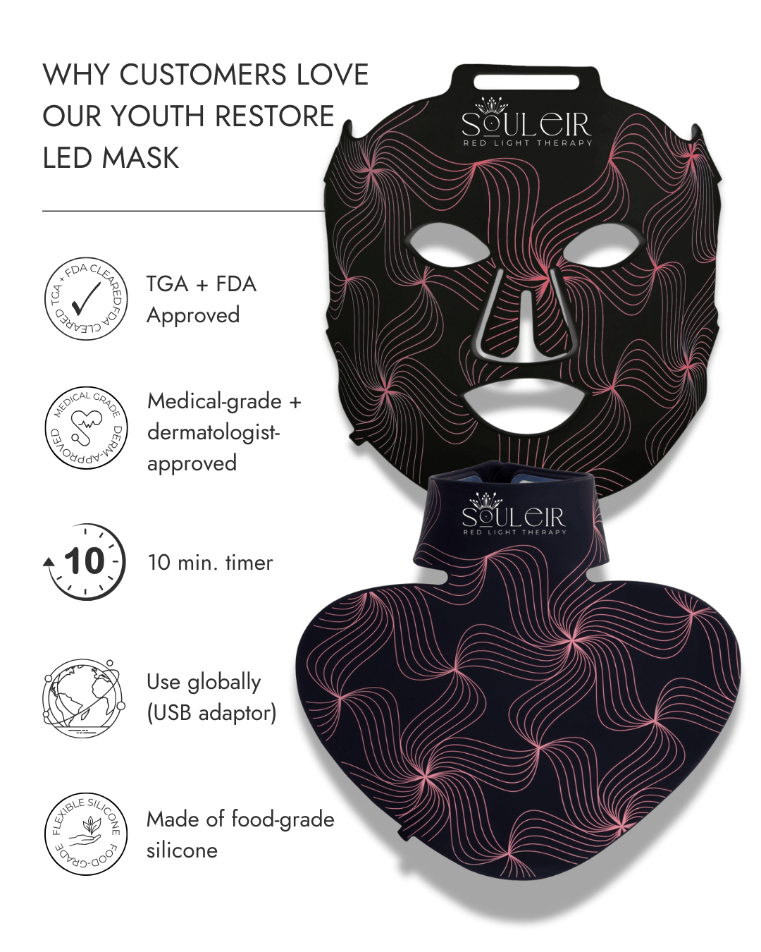 Souleir LED red light therapy mask