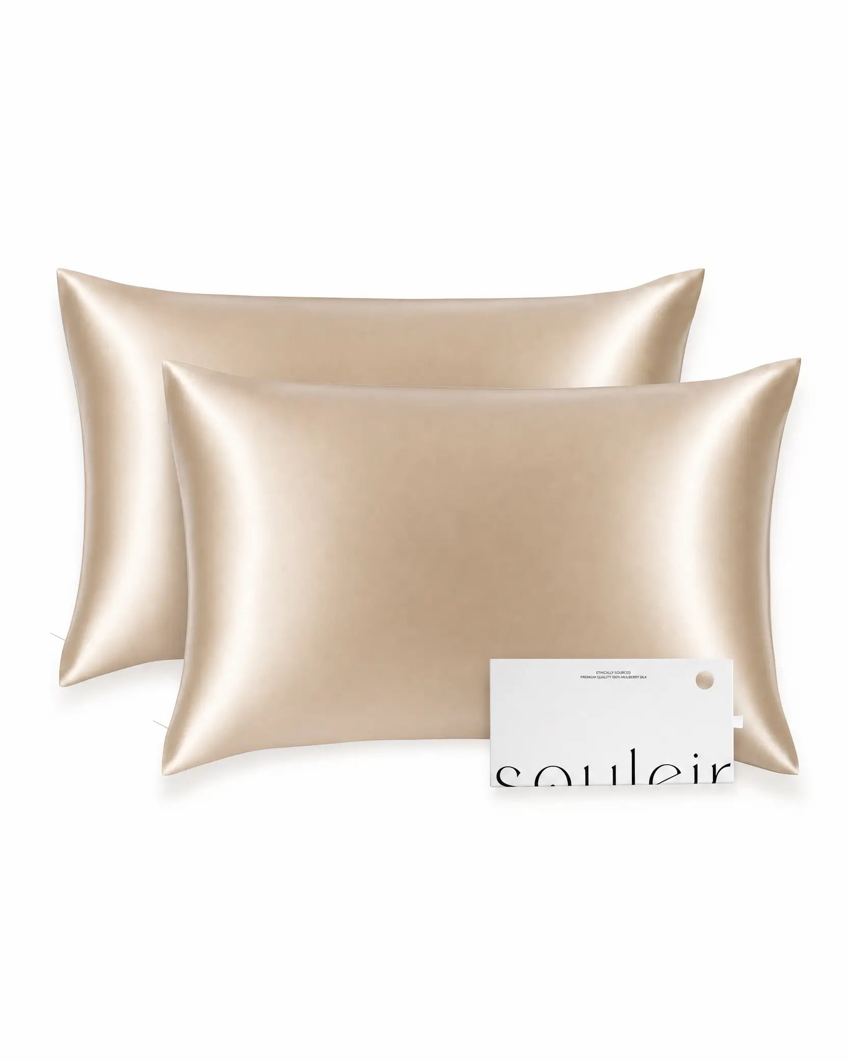 souleir mulberry silk pillowcase bundle champagne