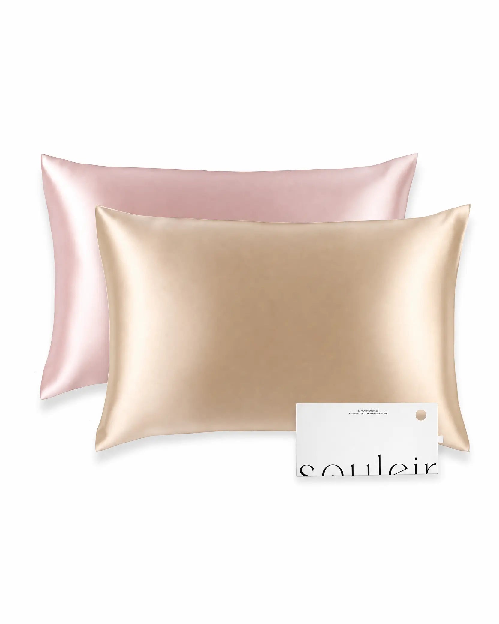 souleir mulberry silk pillowcase bundle rose gold champagne