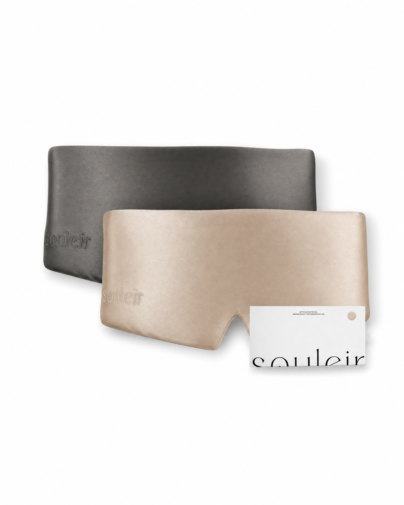 souleir graphite champagne gold mulberry silk sleeping mask bundle