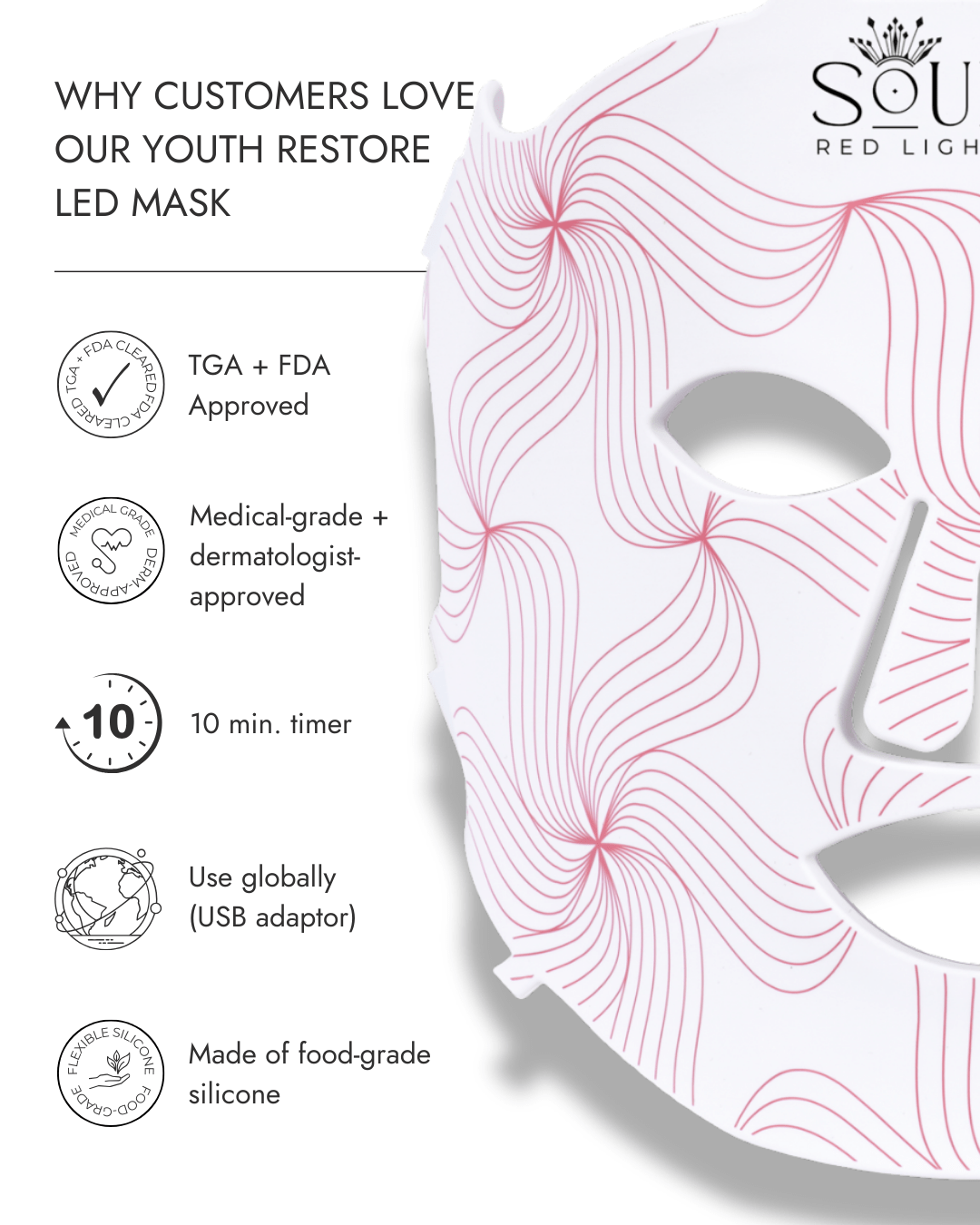 Souleir LED light therapy mask benefits