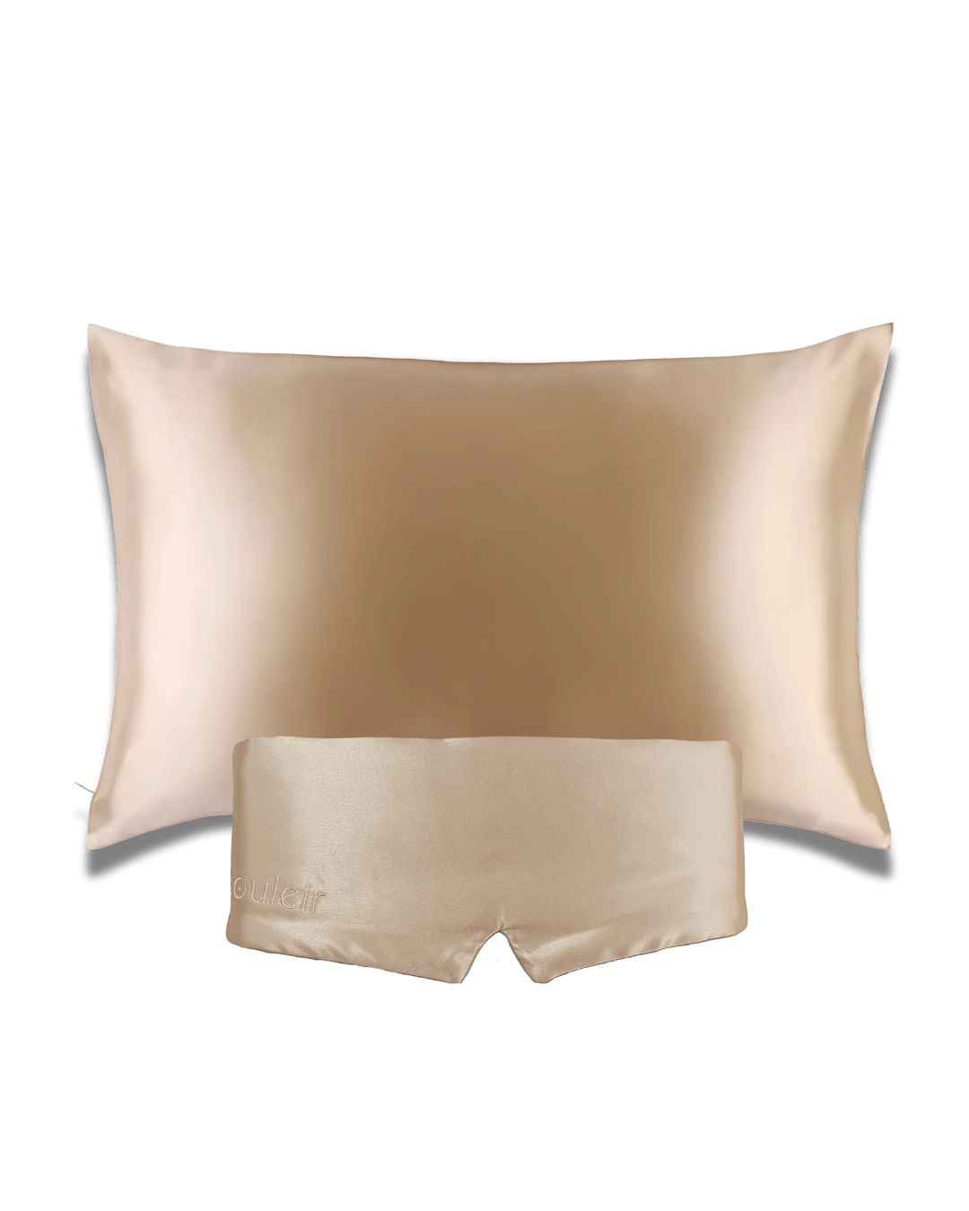souleir 100% mulberry silk pillowcase & sleep mask soft champagne bundle