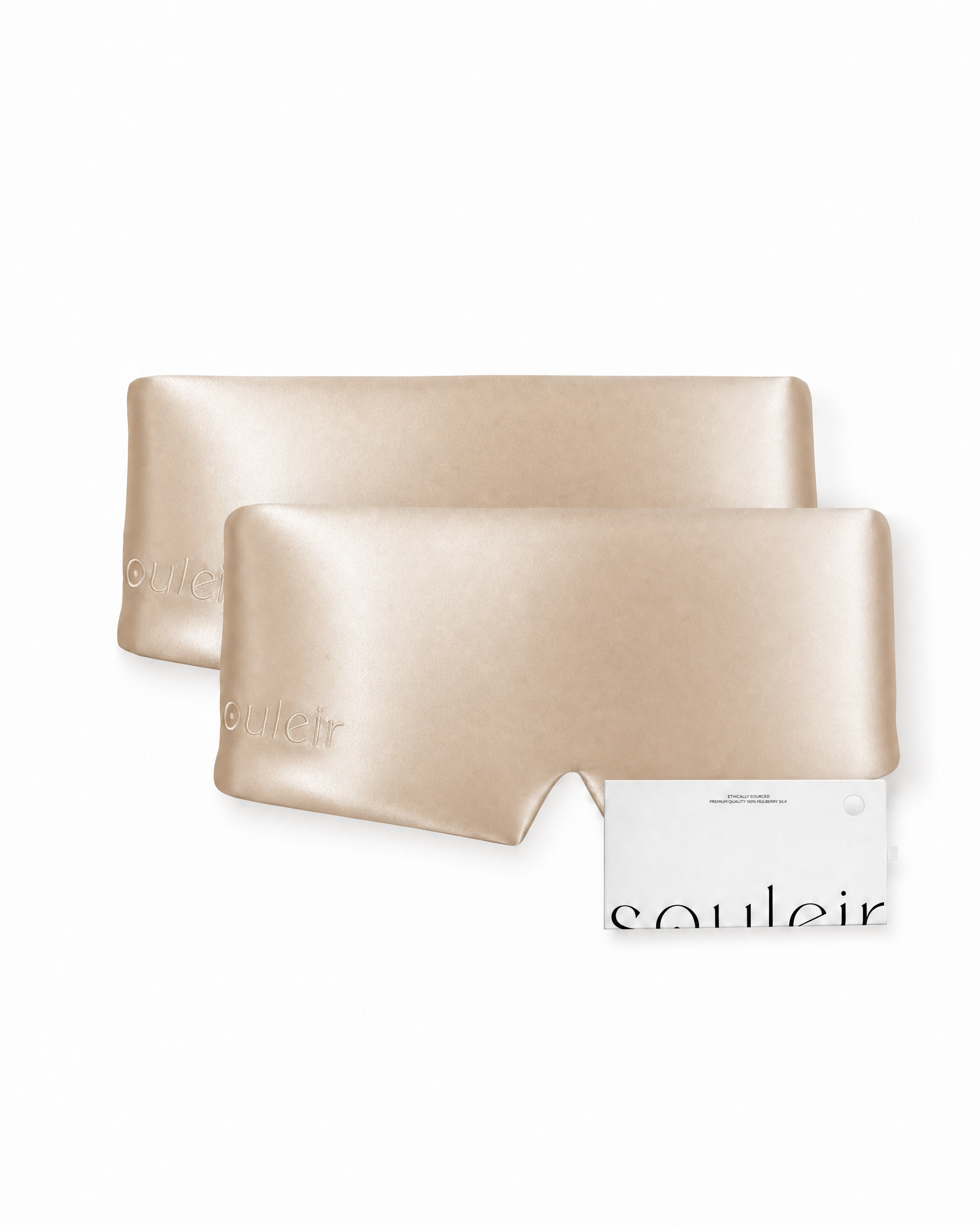 souleir champagne gold mulberry silk sleeping mask bundle