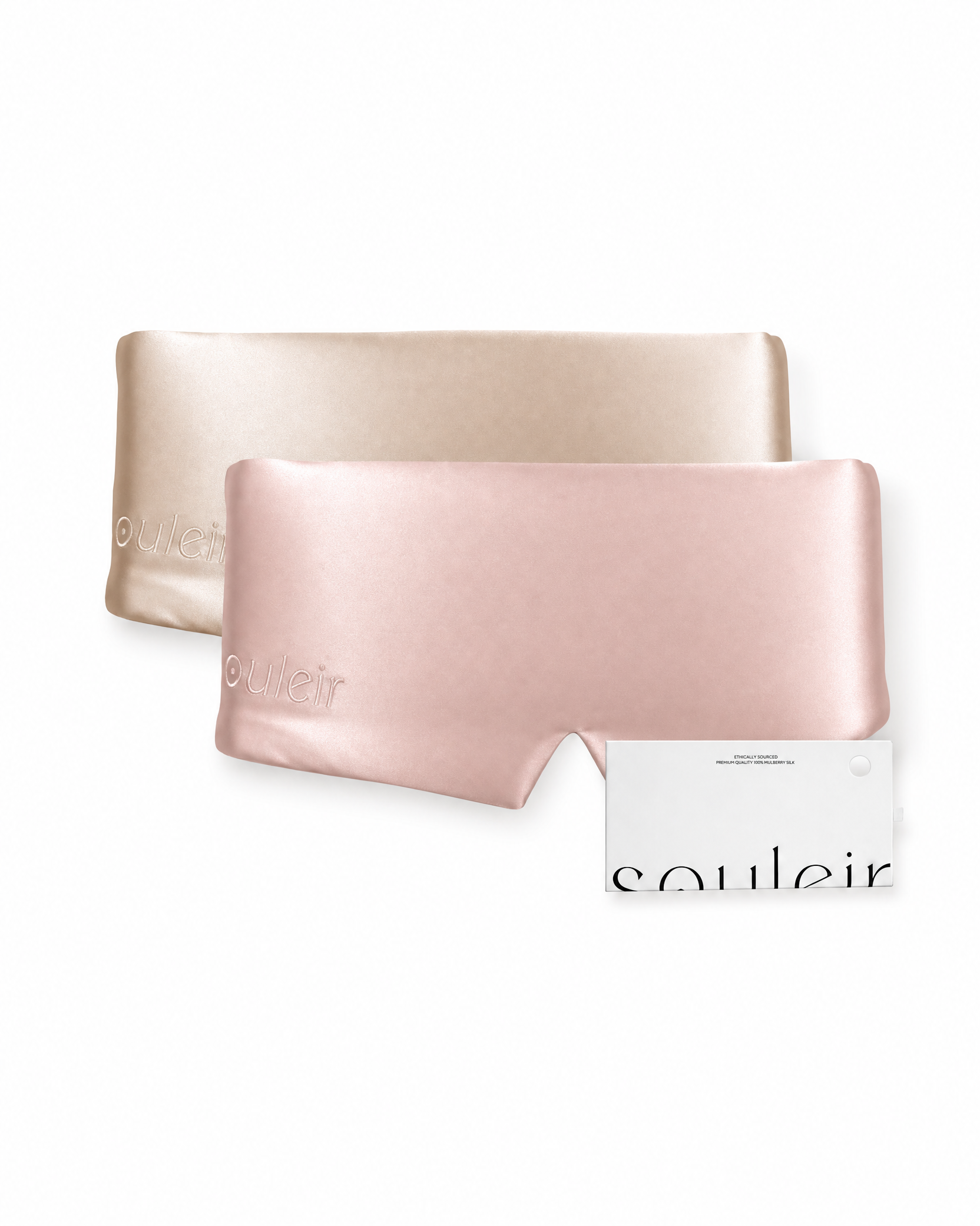 souleir rose gold champagne mulberry silk sleeping mask bundle