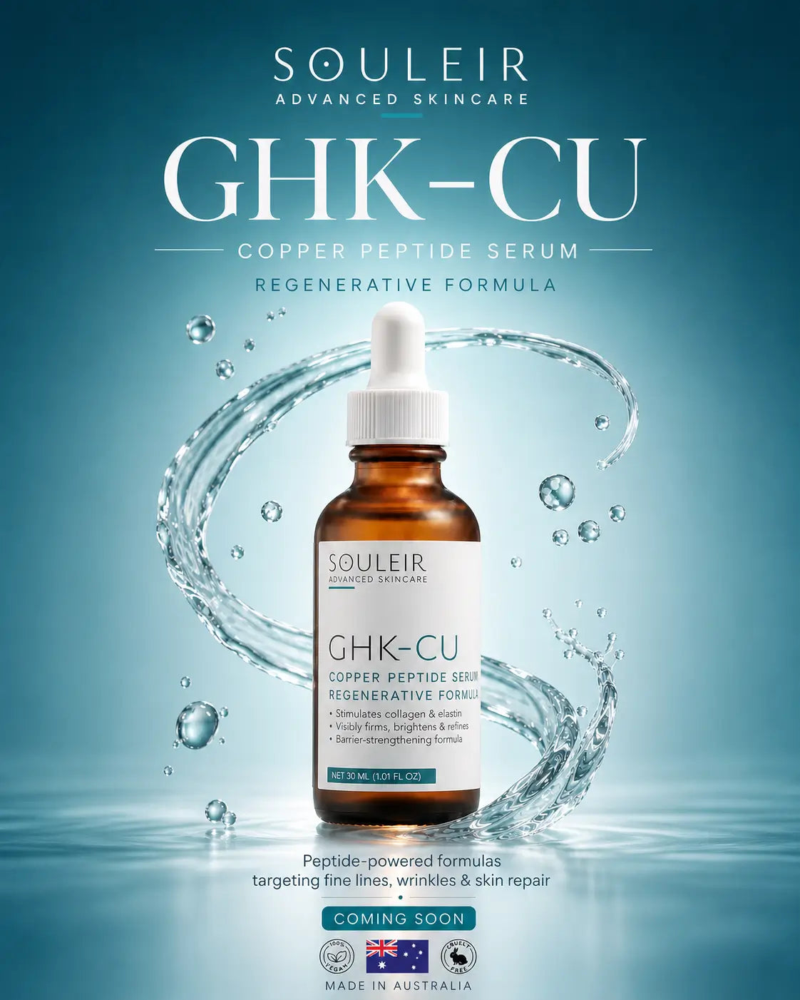 GHK-Cu copper peptide serum 30ml souleir australia