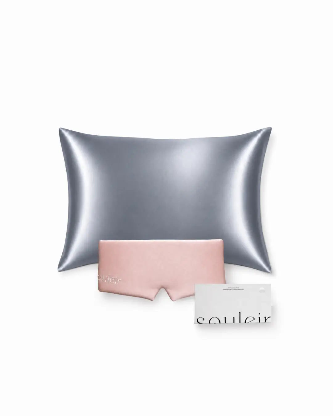 grey silk pillowcase pink silk sleep mask bundle australia souleir