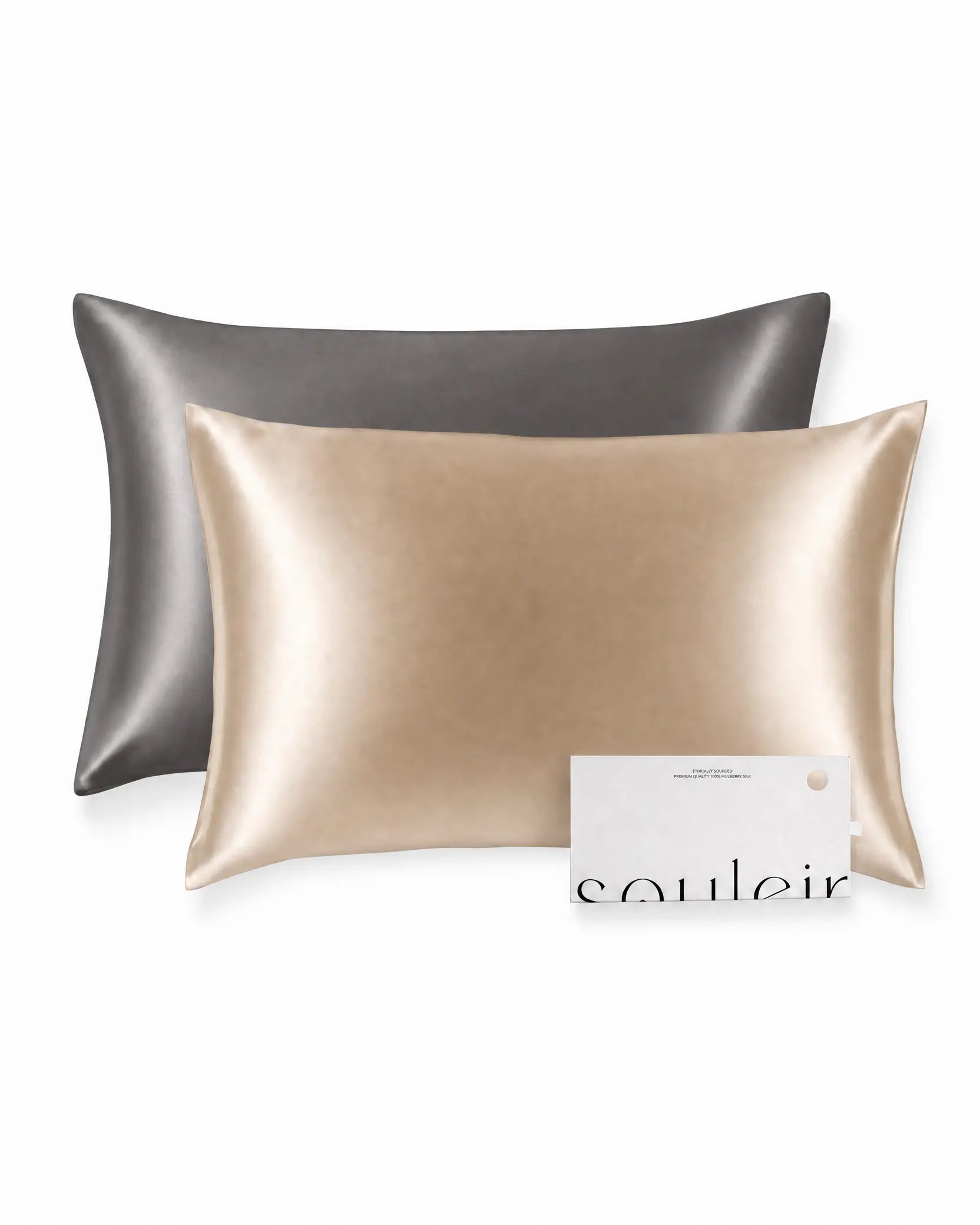 souleir mulberry silk pillowcase bundle champagne graphite