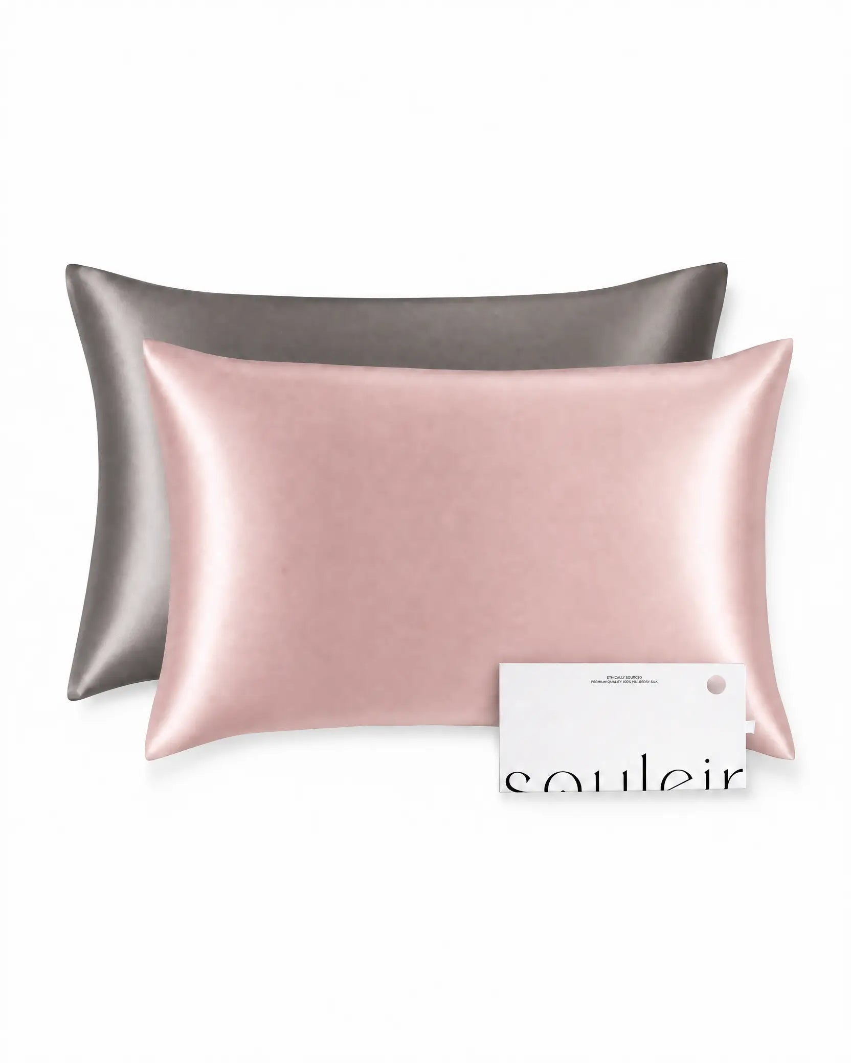 souleir mulberry silk pillowcase bundle rose gold graphite