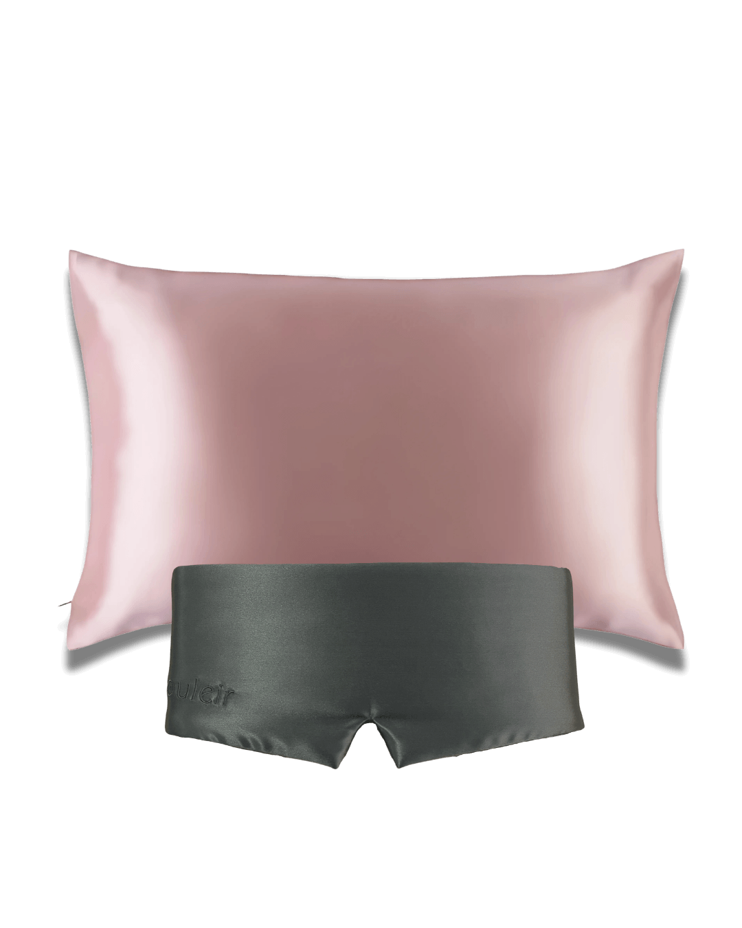souleir 100% mulberry silk pillowcase & sleep mask rose gold graphite bundle