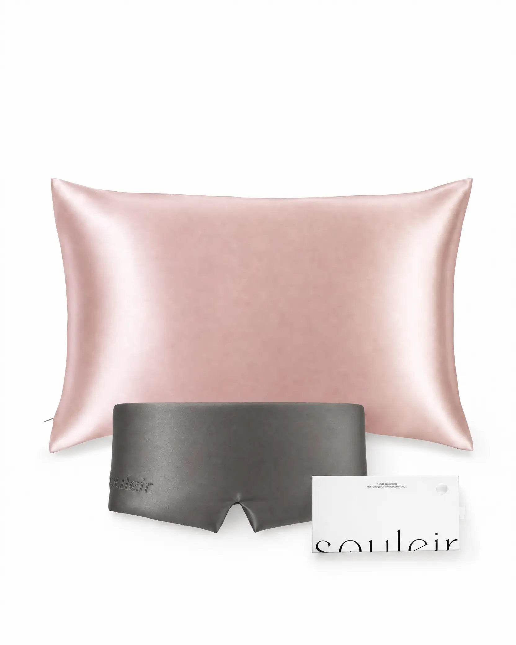 souleir mulberry silk pillowcase sleep mask bundle rose gold graphite