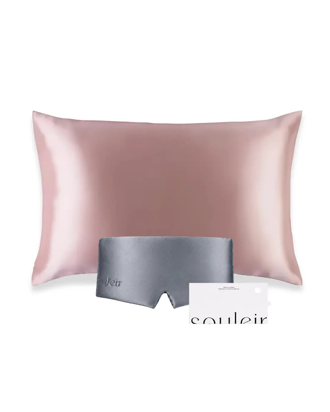 dusty pink silk pillowcase dusty grey silk sleep mask gift bundle australia souleir