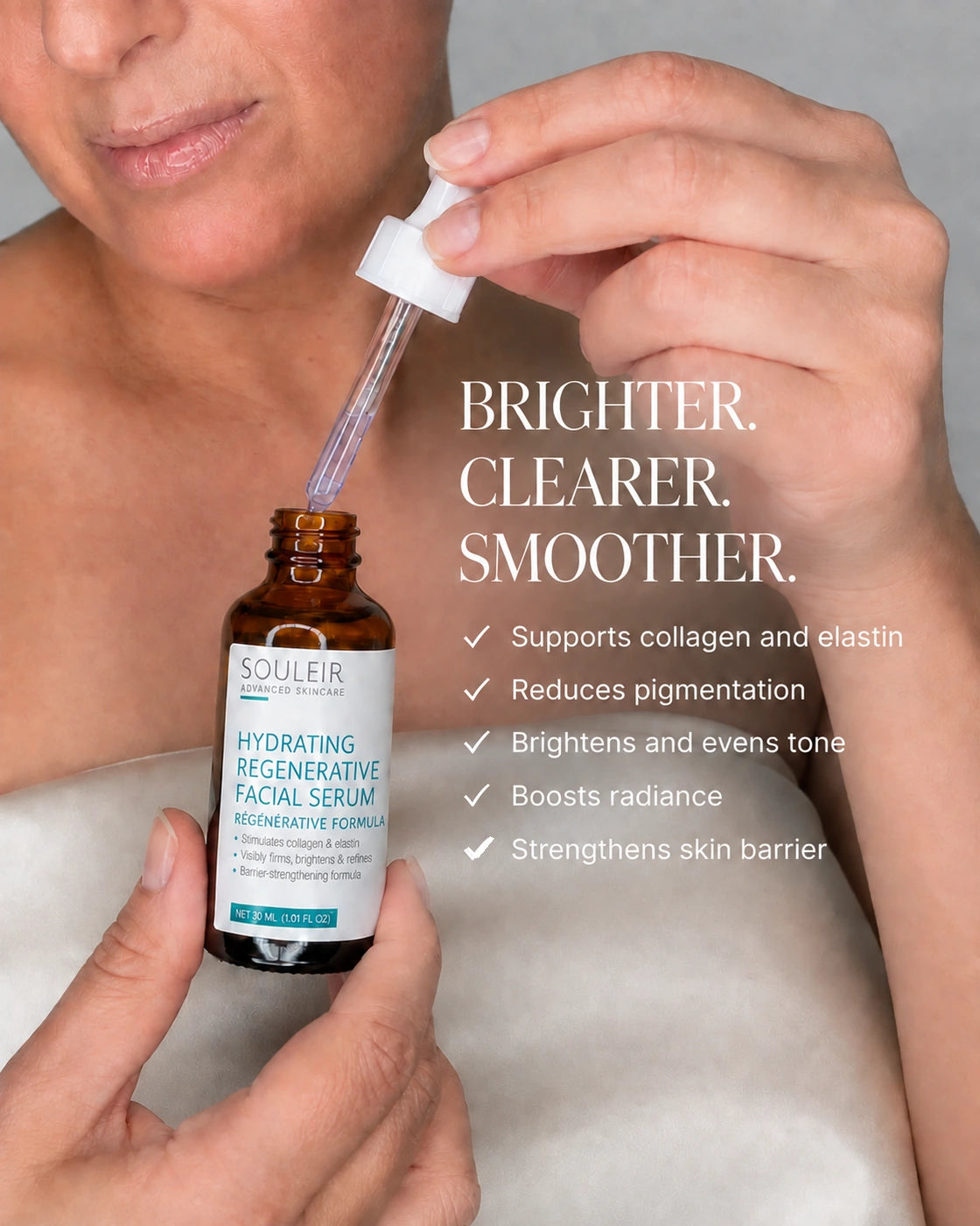 souleir hydrating regenerative facial serum for brighter clearer smoother skin